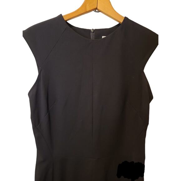 MM Lafleur Black Midi Shift Dress with Front Hem Slit Size 10 Classic Neutral - Picture 4 of 11